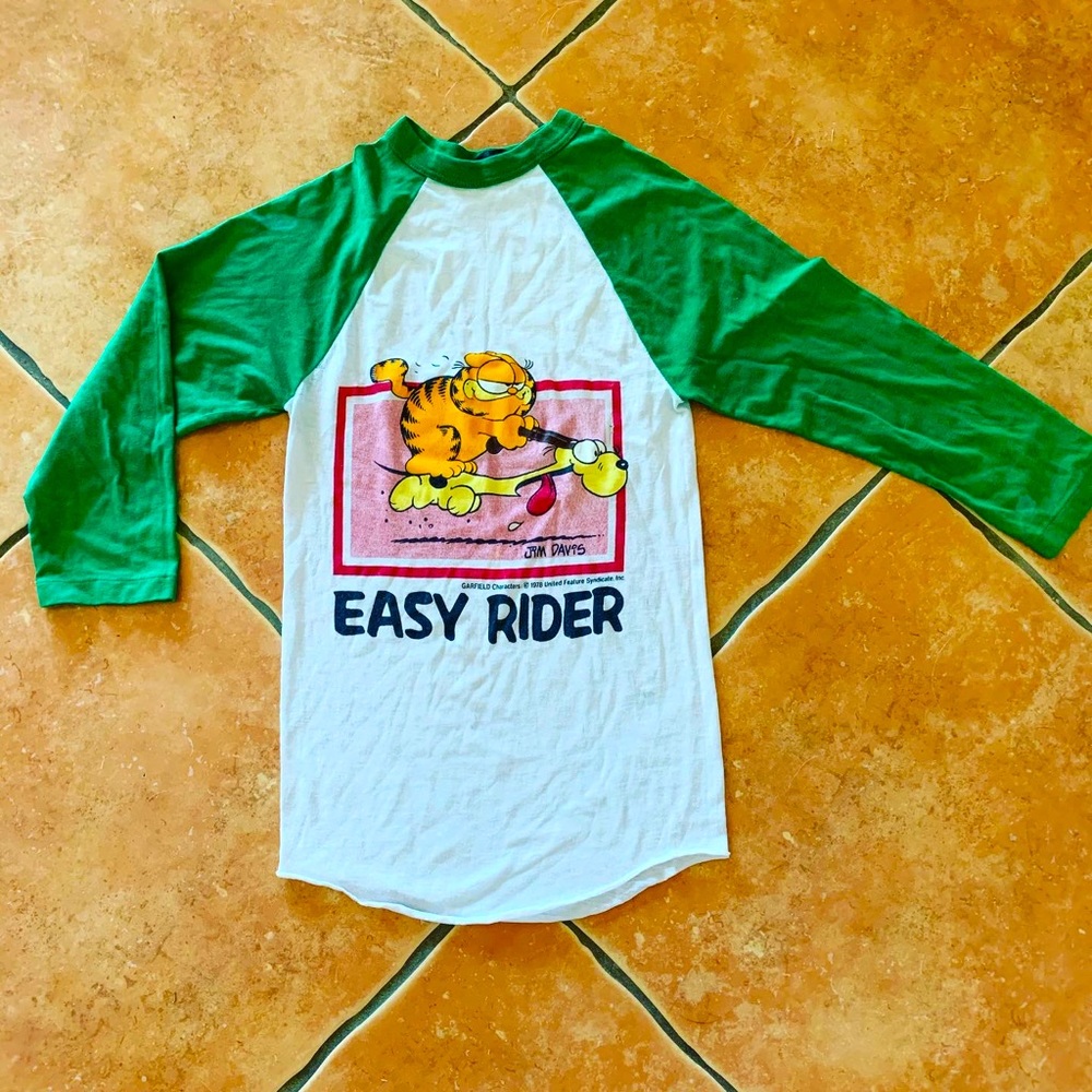 Vintage Garfield Easy Rider Baseball Tee